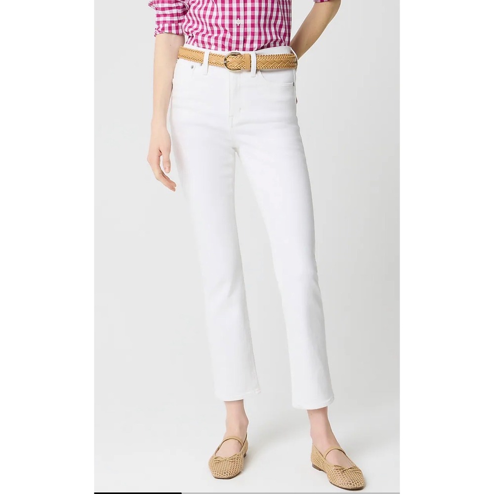 J.Crew Essential Straight Jeans White High Rise Denim BX520 Size 31 12 NWT
